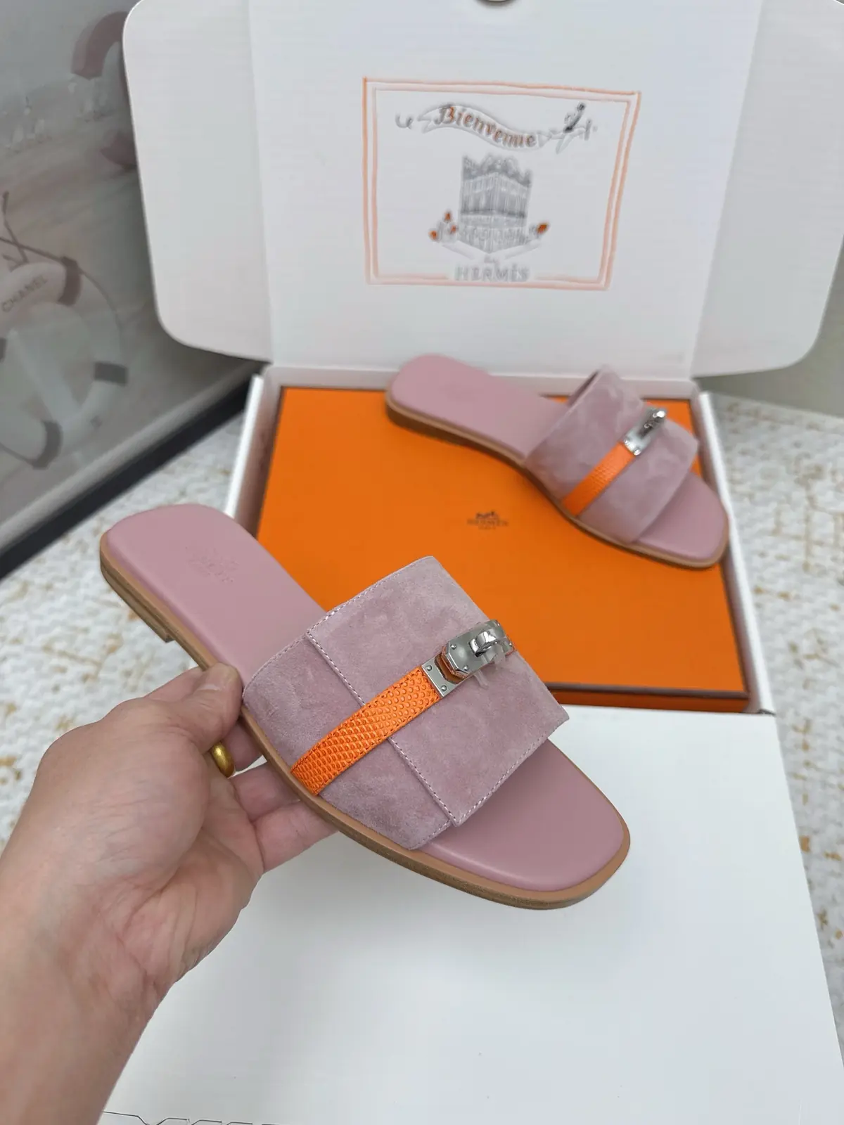 Hermes Style Pink Leather Women's Shoes Lookbook Reference image 6