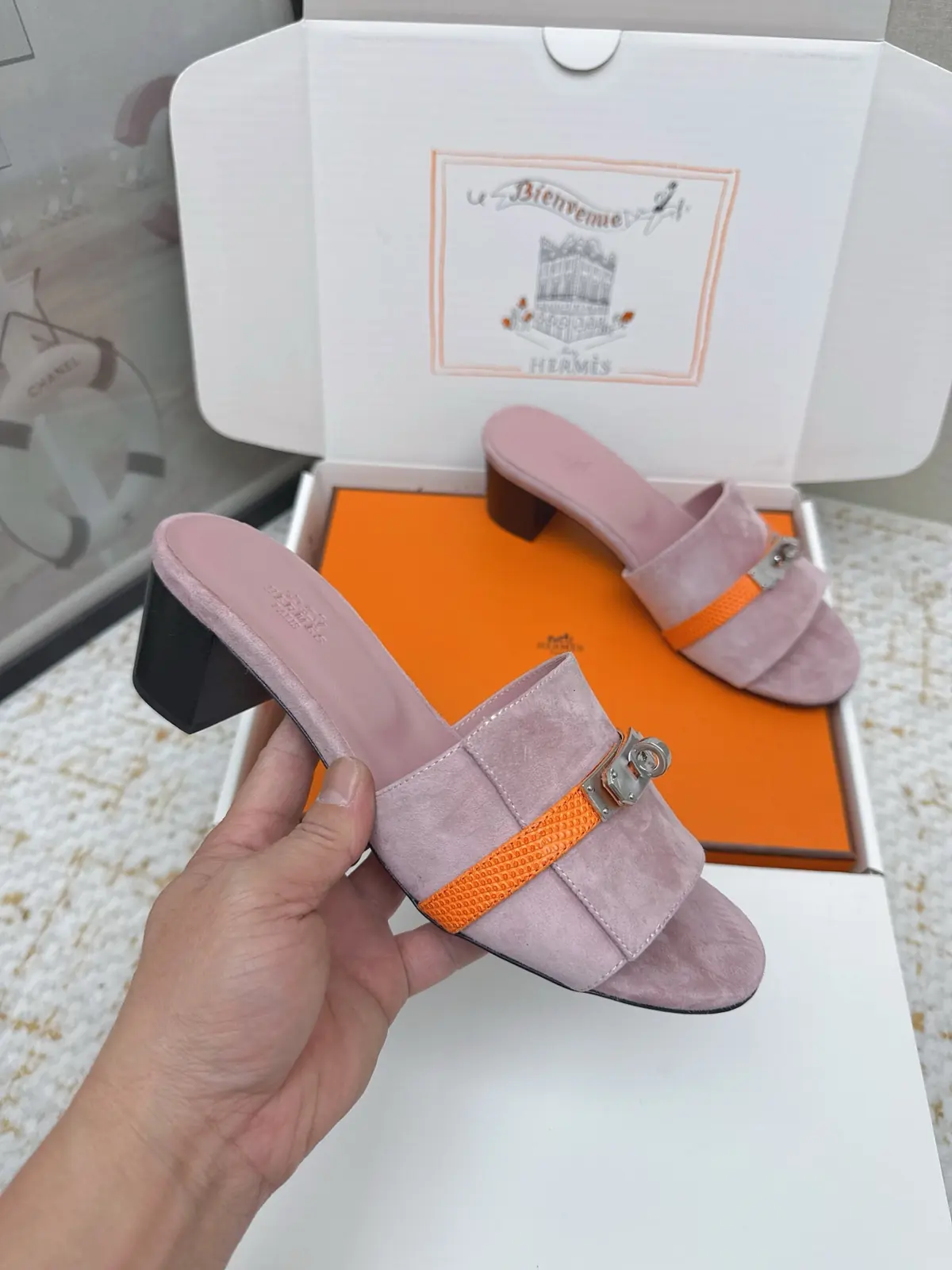 Hermes Style Pink Leather Women's Shoes Lookbook Reference image 5