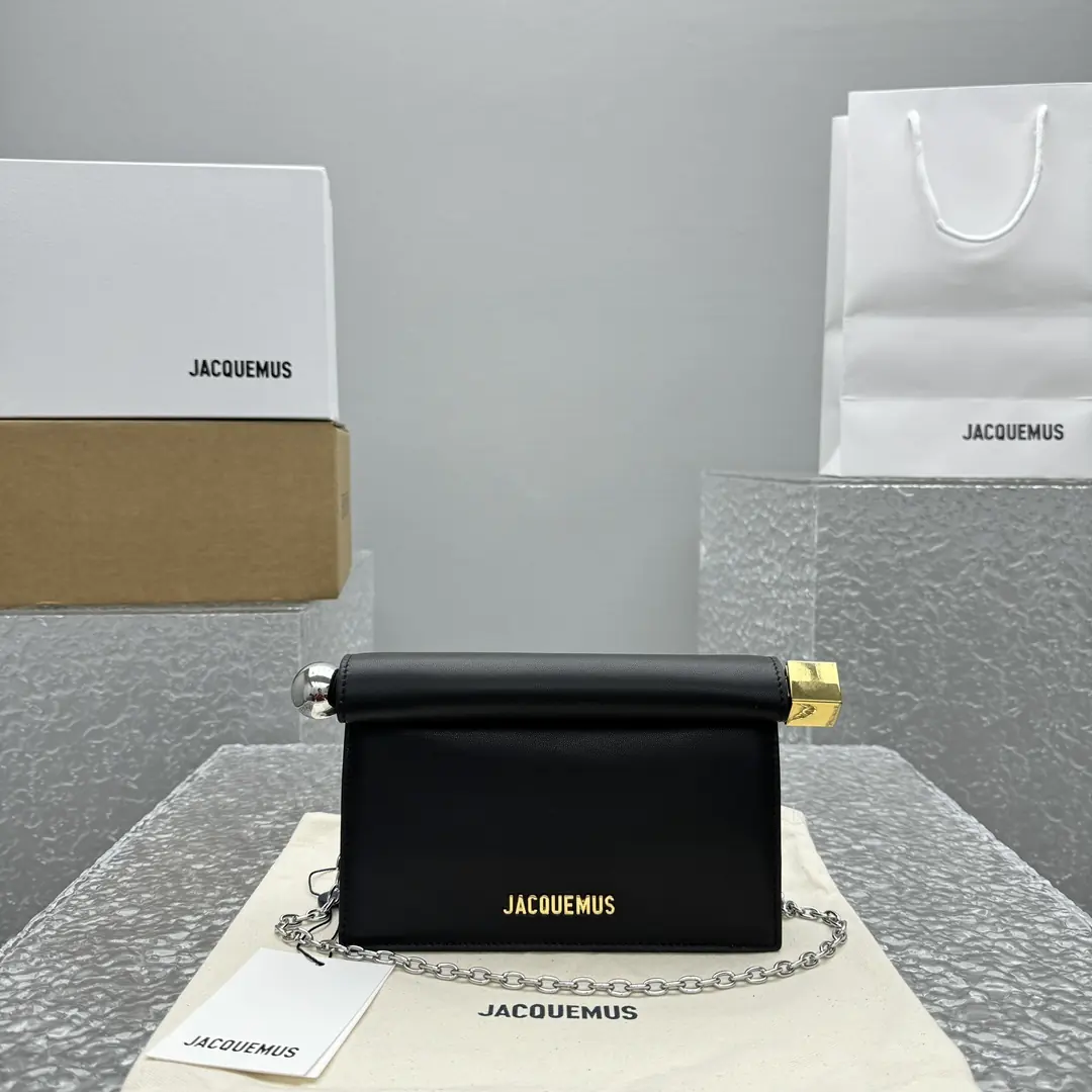 Jacquemus Style Black Leather Clutch Lookbook Reference image 1