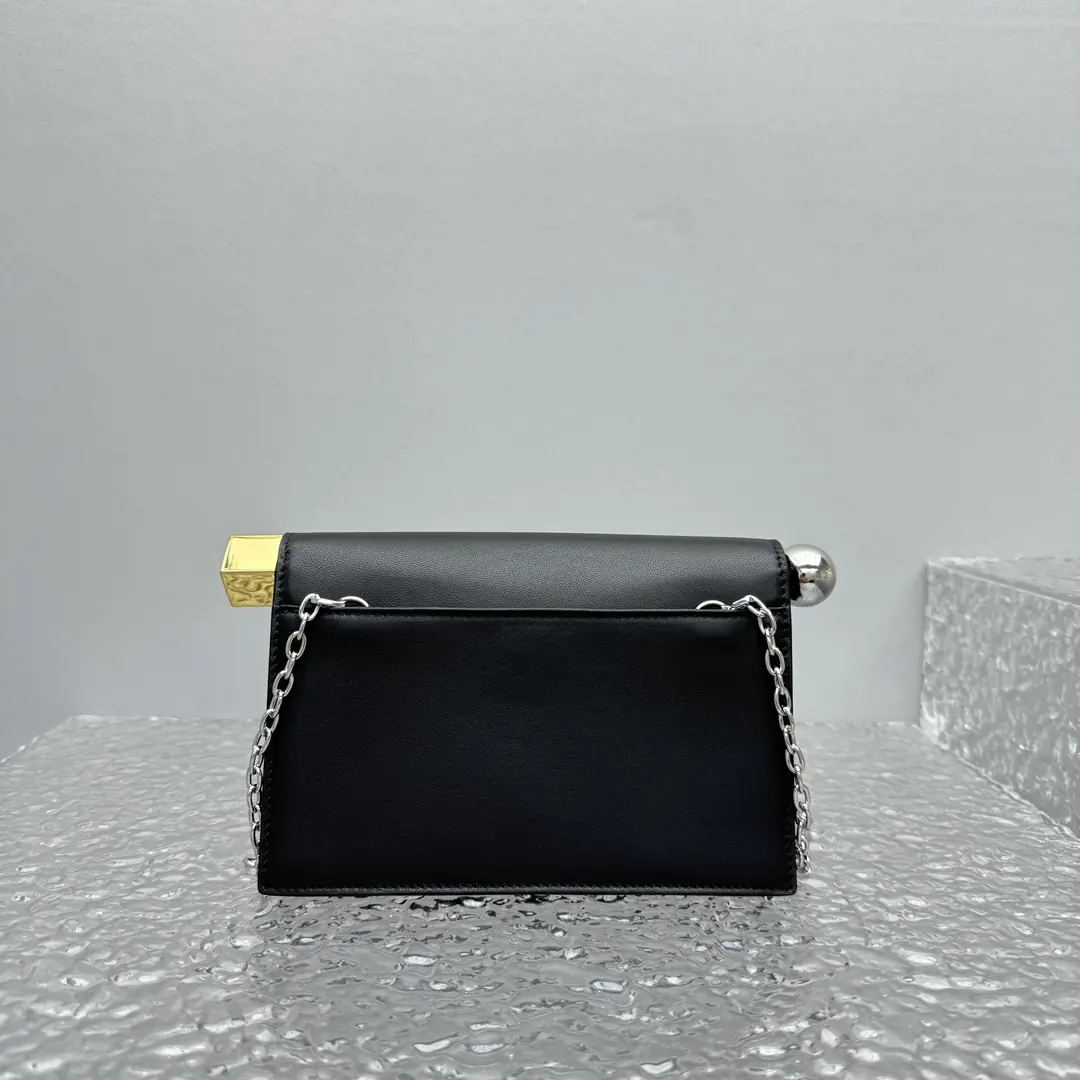 Jacquemus Style Black Leather Clutch Lookbook Reference image 4