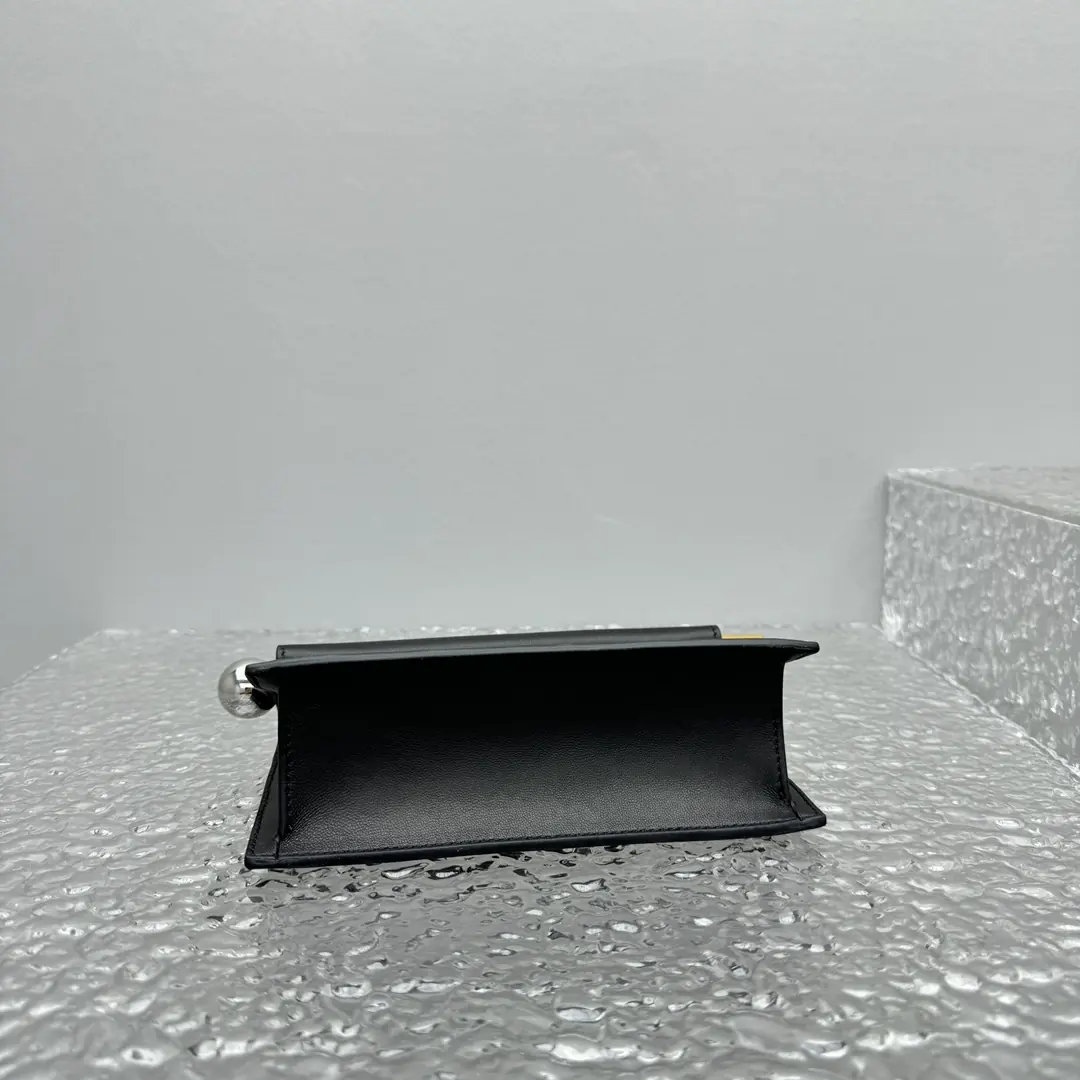 Jacquemus Style Black Leather Clutch Lookbook Reference image 5