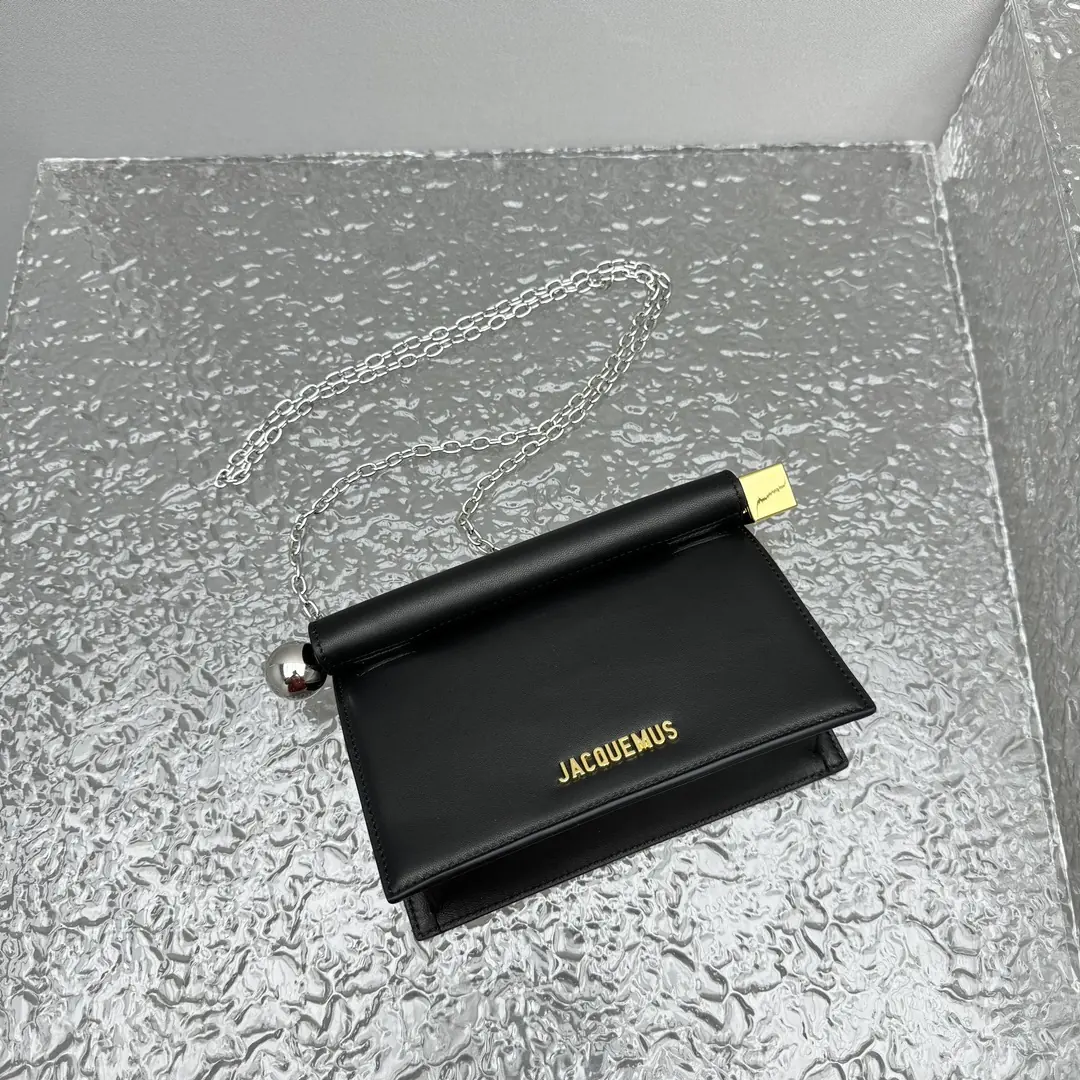 Jacquemus Style Black Leather Clutch Lookbook Reference image 6