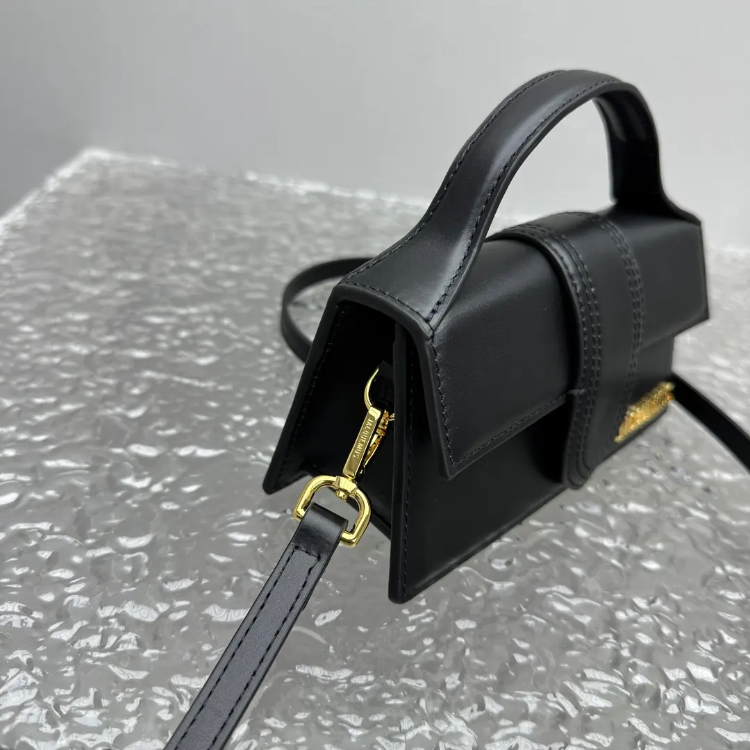 Jacquemus Style Black Leather Crossbody Bag Lookbook Reference image 3
