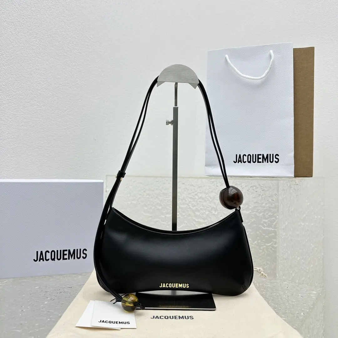 Jacquemus Style Black Leather Crossbody Bag Lookbook Reference image 1