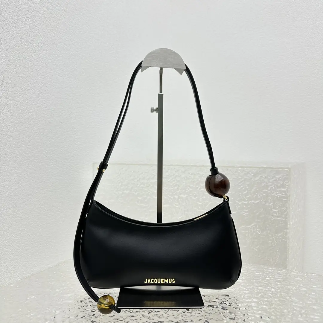 Jacquemus Style Black Leather Crossbody Bag Lookbook Reference image 2