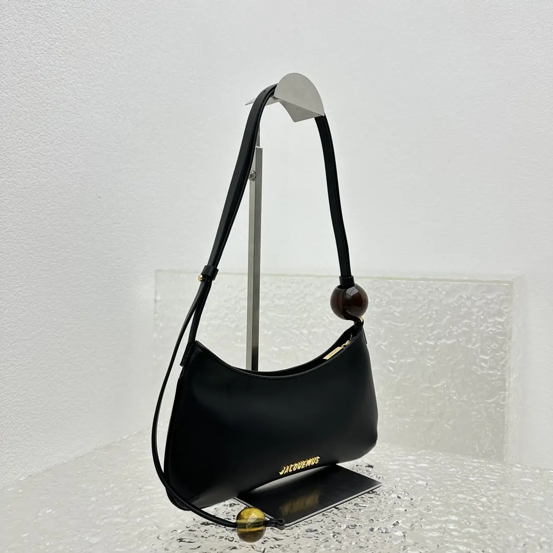 Jacquemus Style Black Leather Crossbody Bag Lookbook Reference image 3