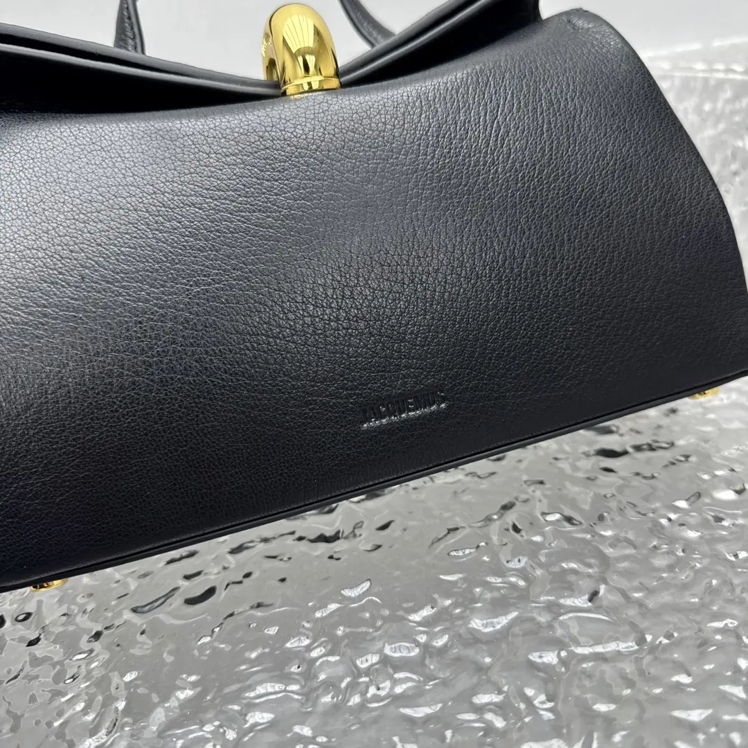 Jacquemus Style Black Leather Top Handle Bag Lookbook Reference image 5