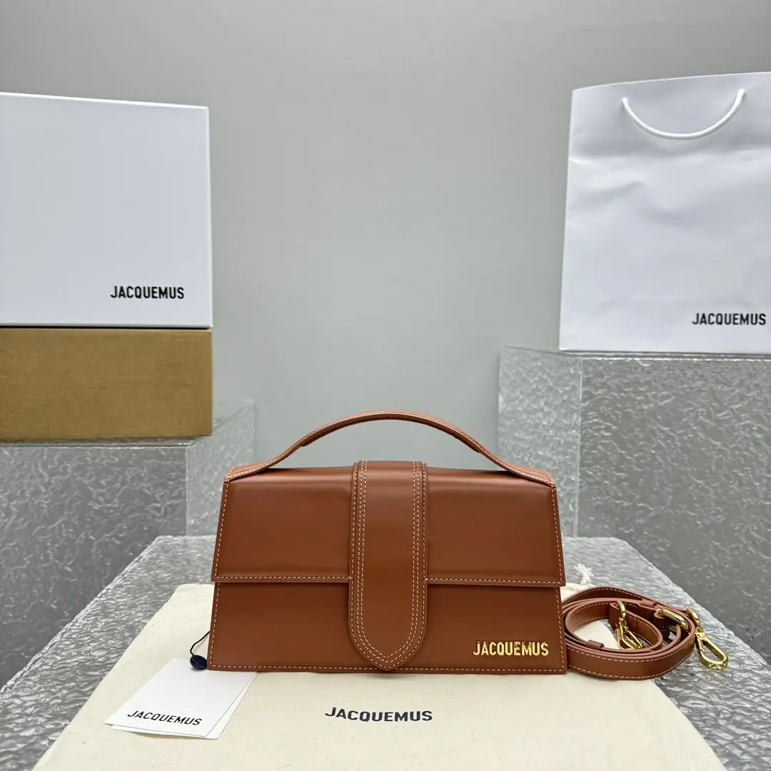 Jacquemus Style Brown Leather Crossbody Bag Lookbook Reference image 1