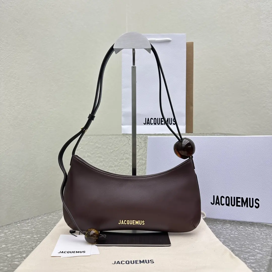 Jacquemus Style Brown Leather Crossbody Bag Lookbook Reference image 1