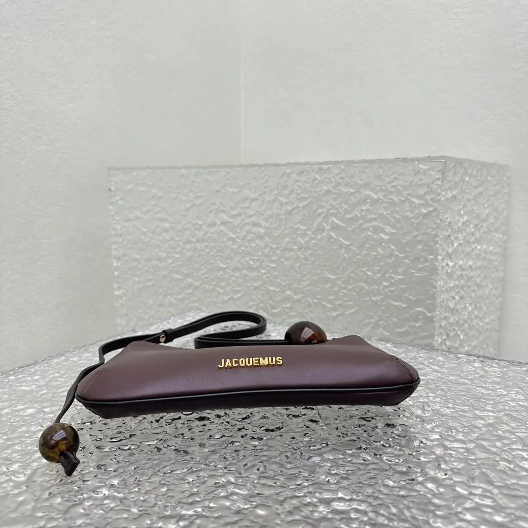 Jacquemus Style Brown Leather Crossbody Bag Lookbook Reference image 6