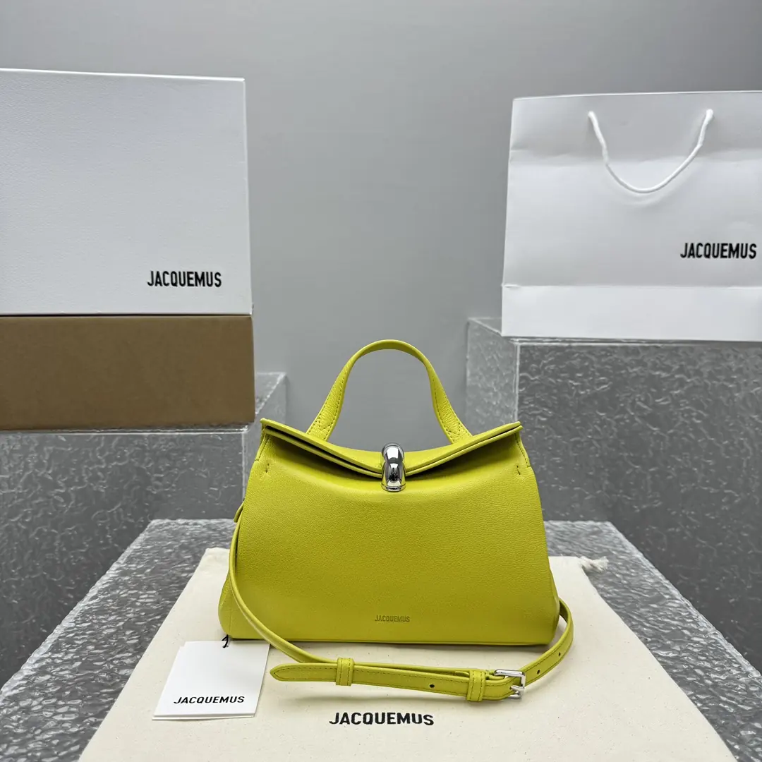 Jacquemus Style Green Leather Top Handle Bag Lookbook Reference image 1