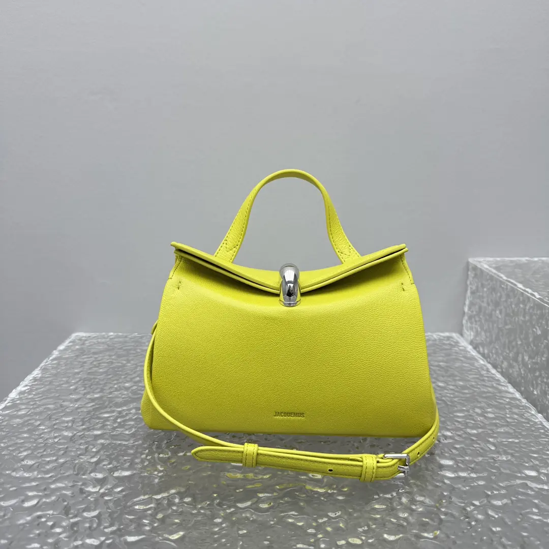 Jacquemus Style Green Leather Top Handle Bag Lookbook Reference image 2