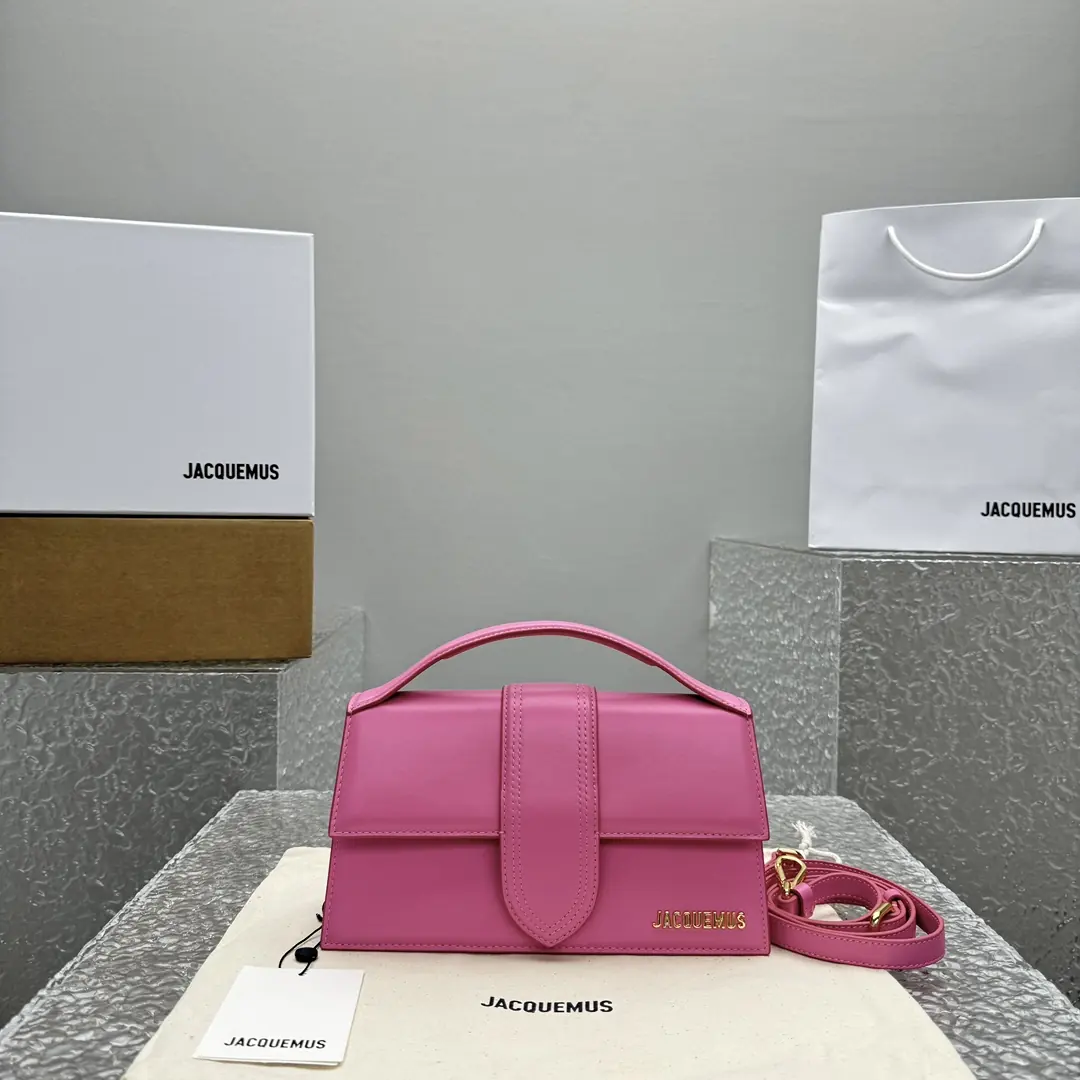 Jacquemus Style Pink Leather Crossbody Bag Lookbook Reference image 1