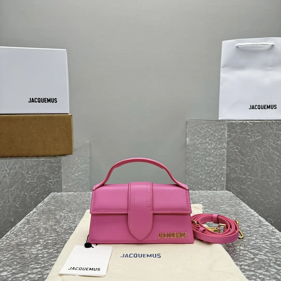 Jacquemus Style Pink Leather Crossbody Bag Lookbook Reference image 1