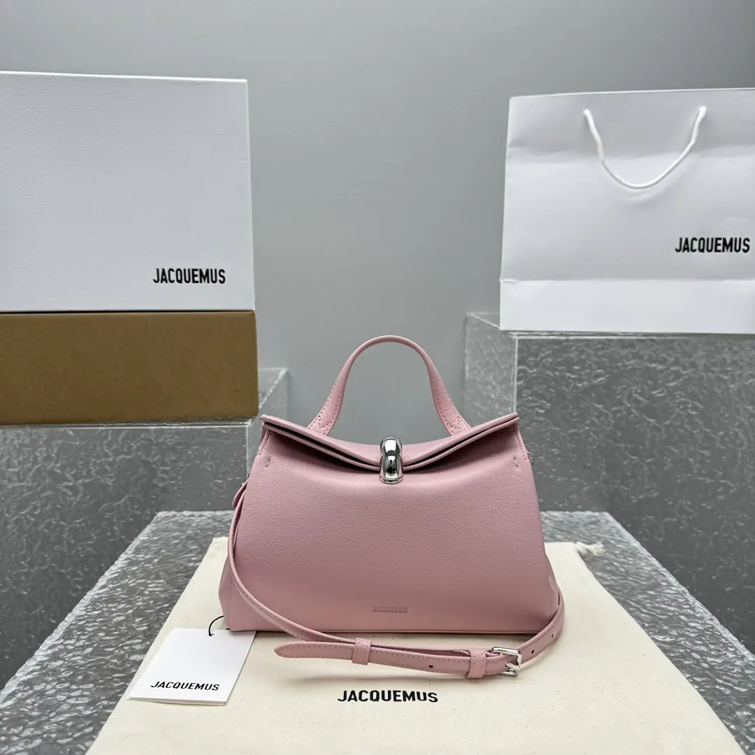 Jacquemus Style Pink Leather Crossbody Bag Lookbook Reference image 1
