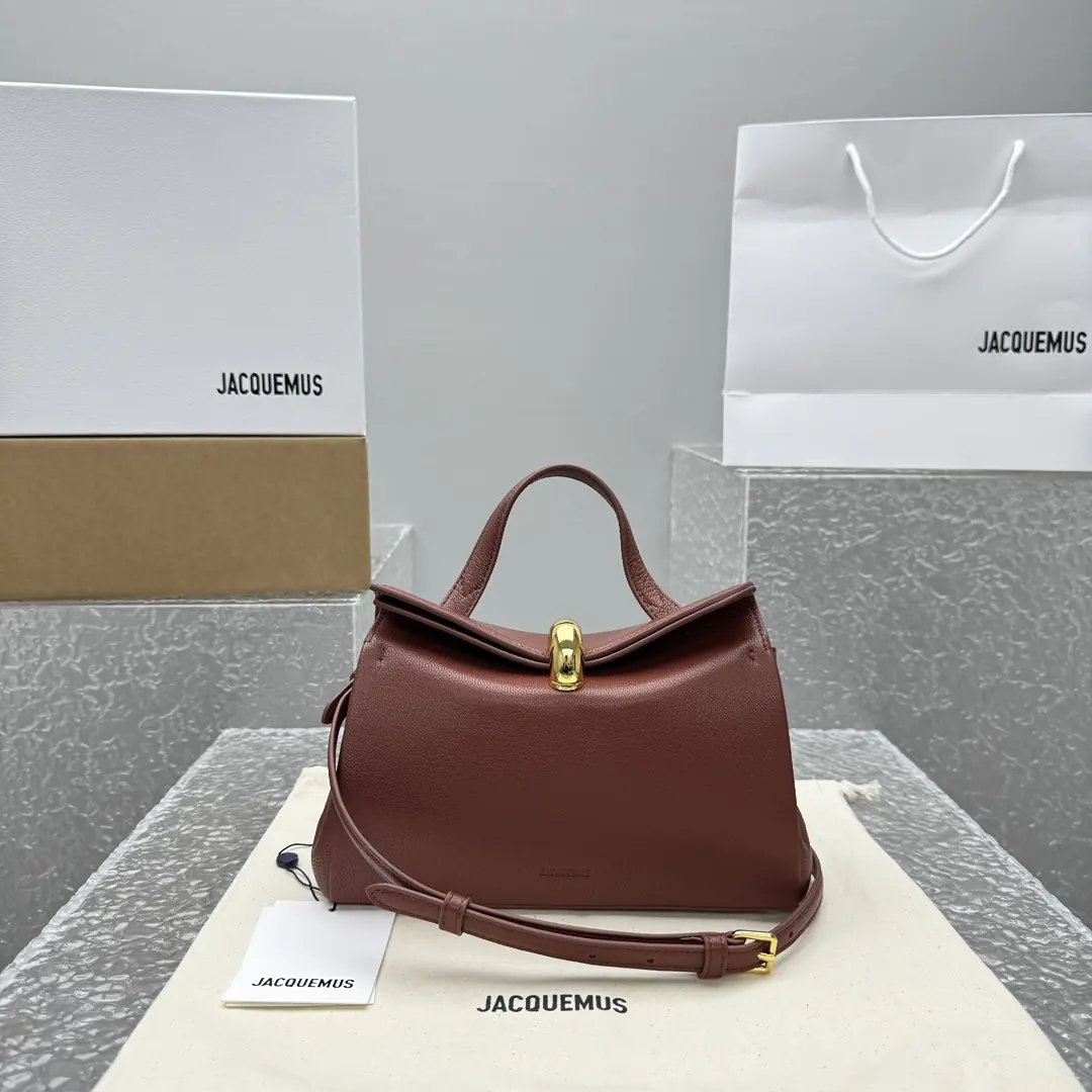 Jacquemus Style Red Leather Top Handle Bag Lookbook Reference image 1