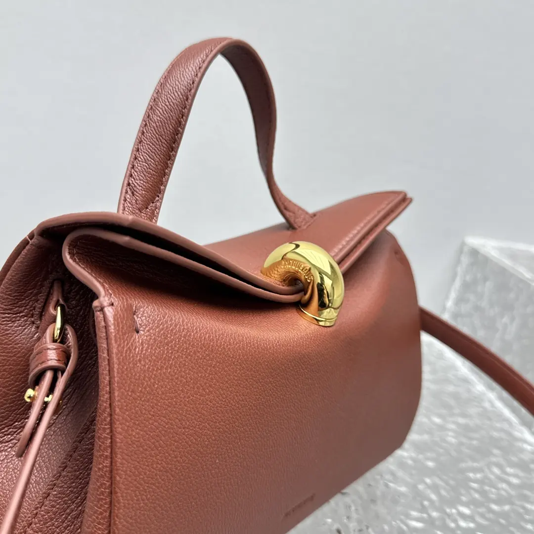 Jacquemus Style Red Leather Top Handle Bag Lookbook Reference image 6