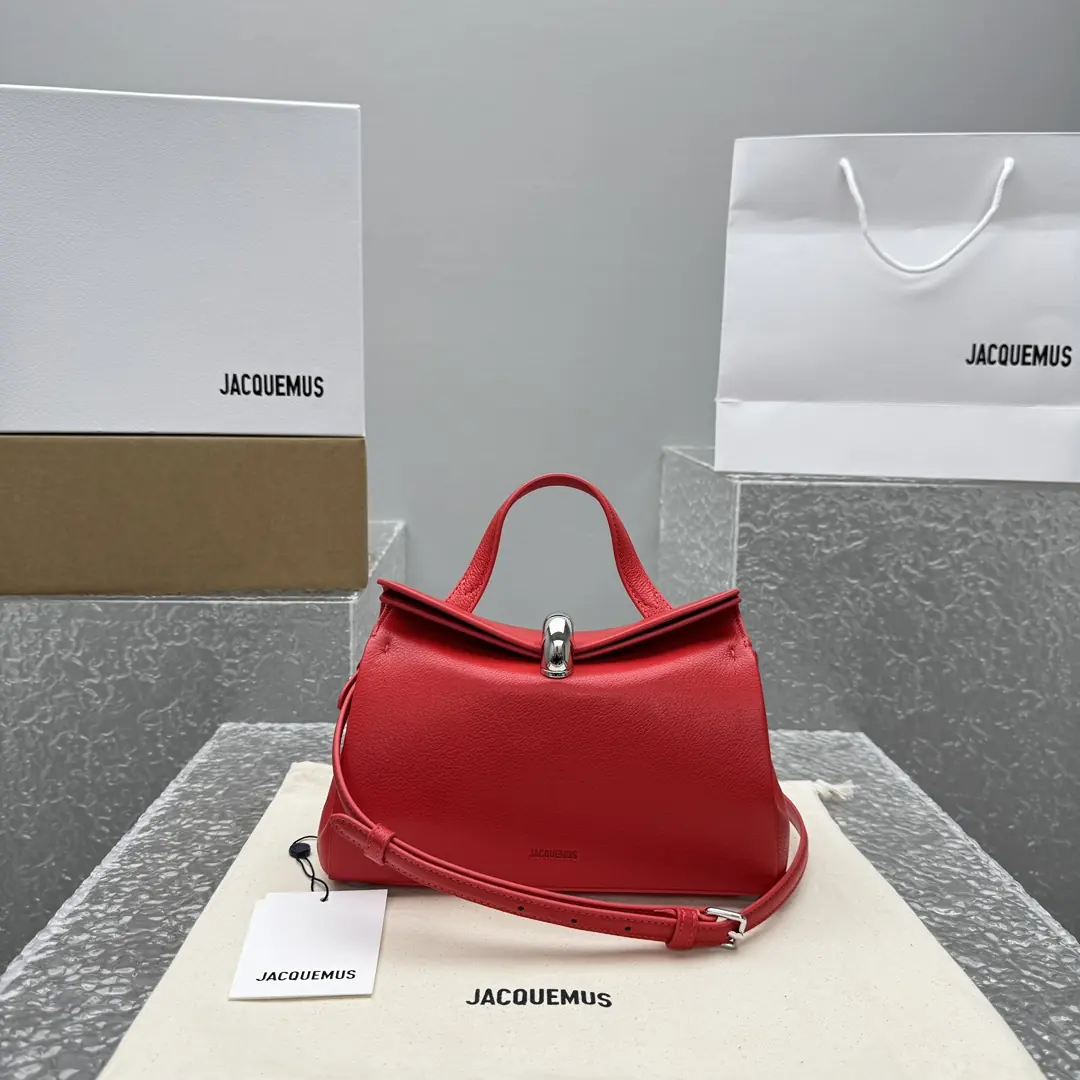 Jacquemus Style Red Leather Top Handle Bag Lookbook Reference image 1