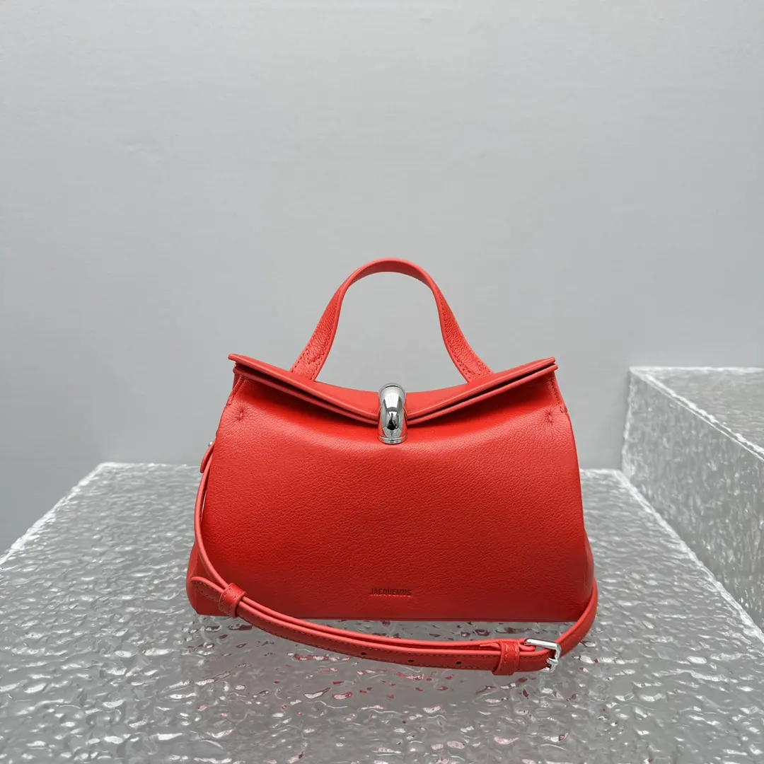 Jacquemus Style Red Leather Top Handle Bag Lookbook Reference image 2