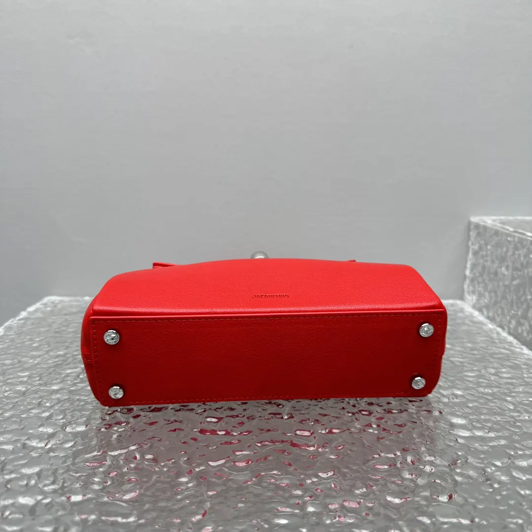 Jacquemus Style Red Leather Top Handle Bag Lookbook Reference image 4