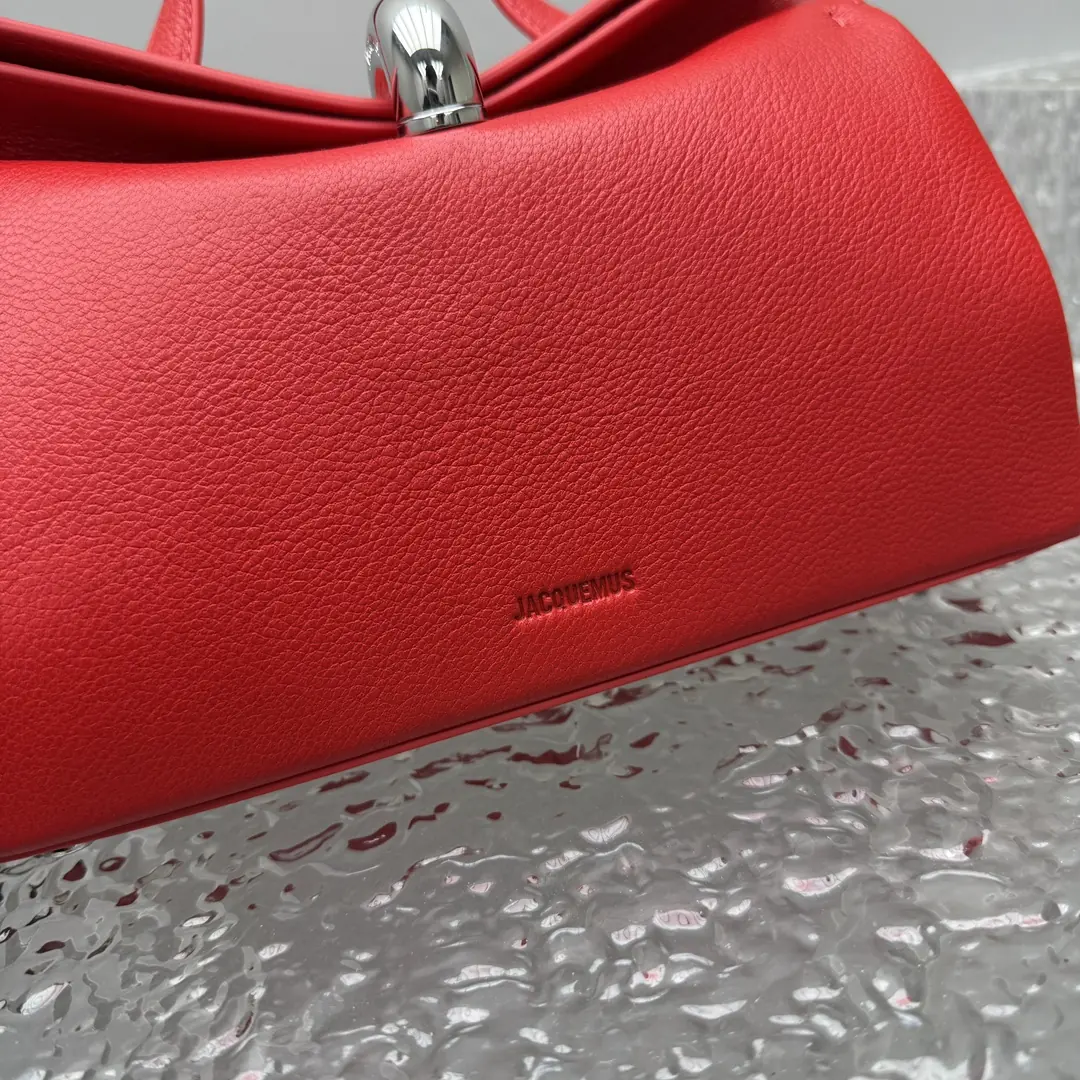 Jacquemus Style Red Leather Top Handle Bag Lookbook Reference image 5