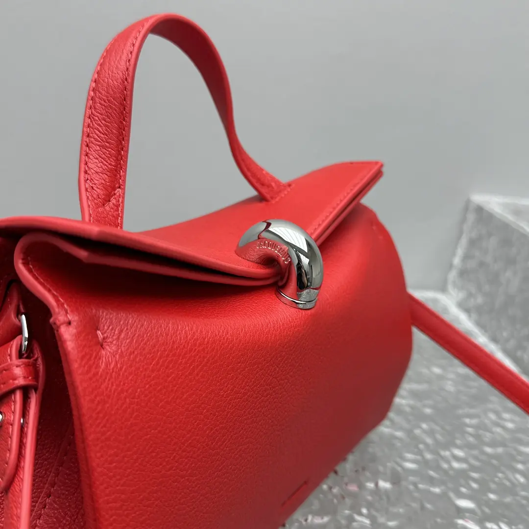 Jacquemus Style Red Leather Top Handle Bag Lookbook Reference image 6