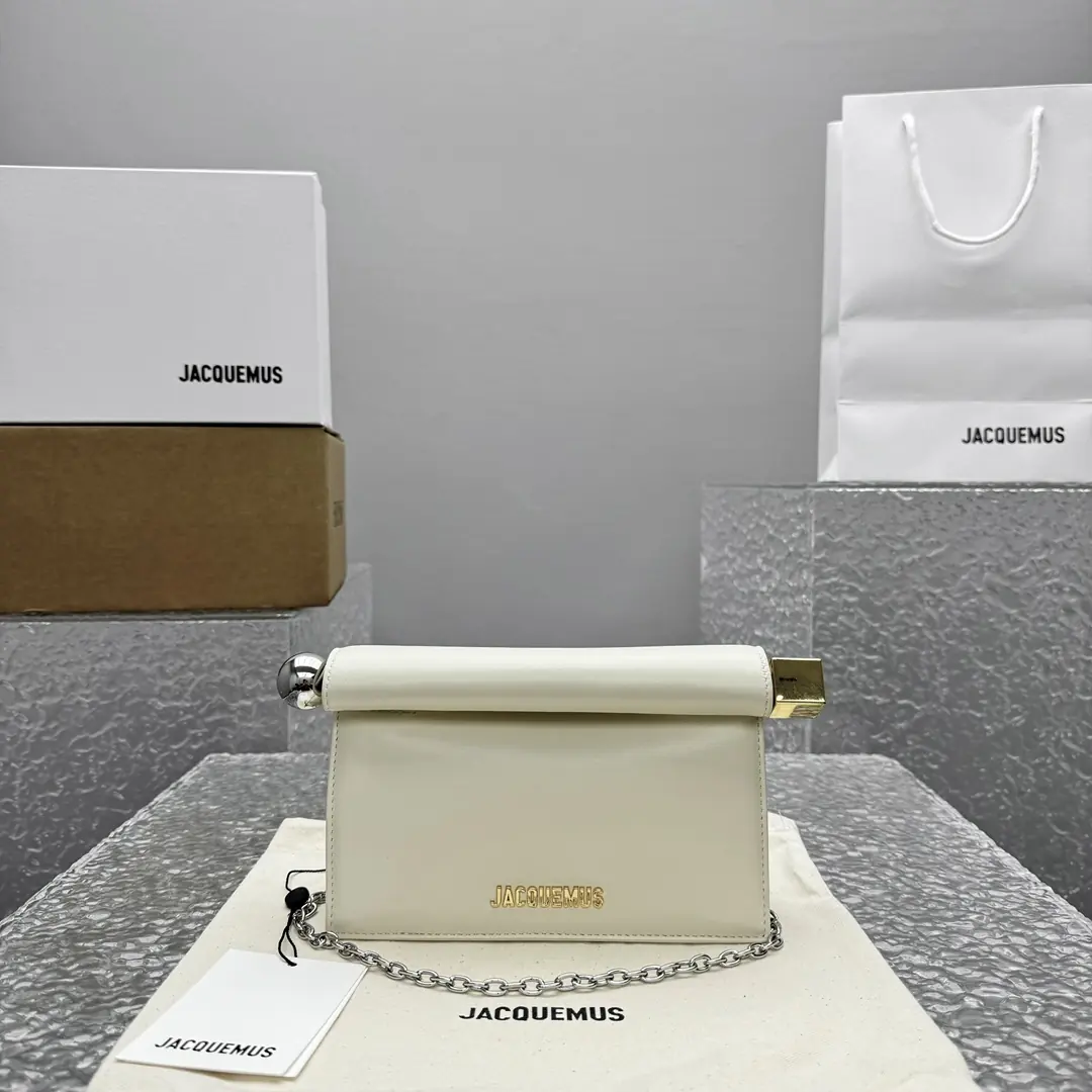 Jacquemus Style White Leather Clutch Lookbook Reference image 1