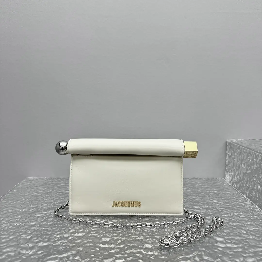 Jacquemus Style White Leather Clutch Lookbook Reference image 2