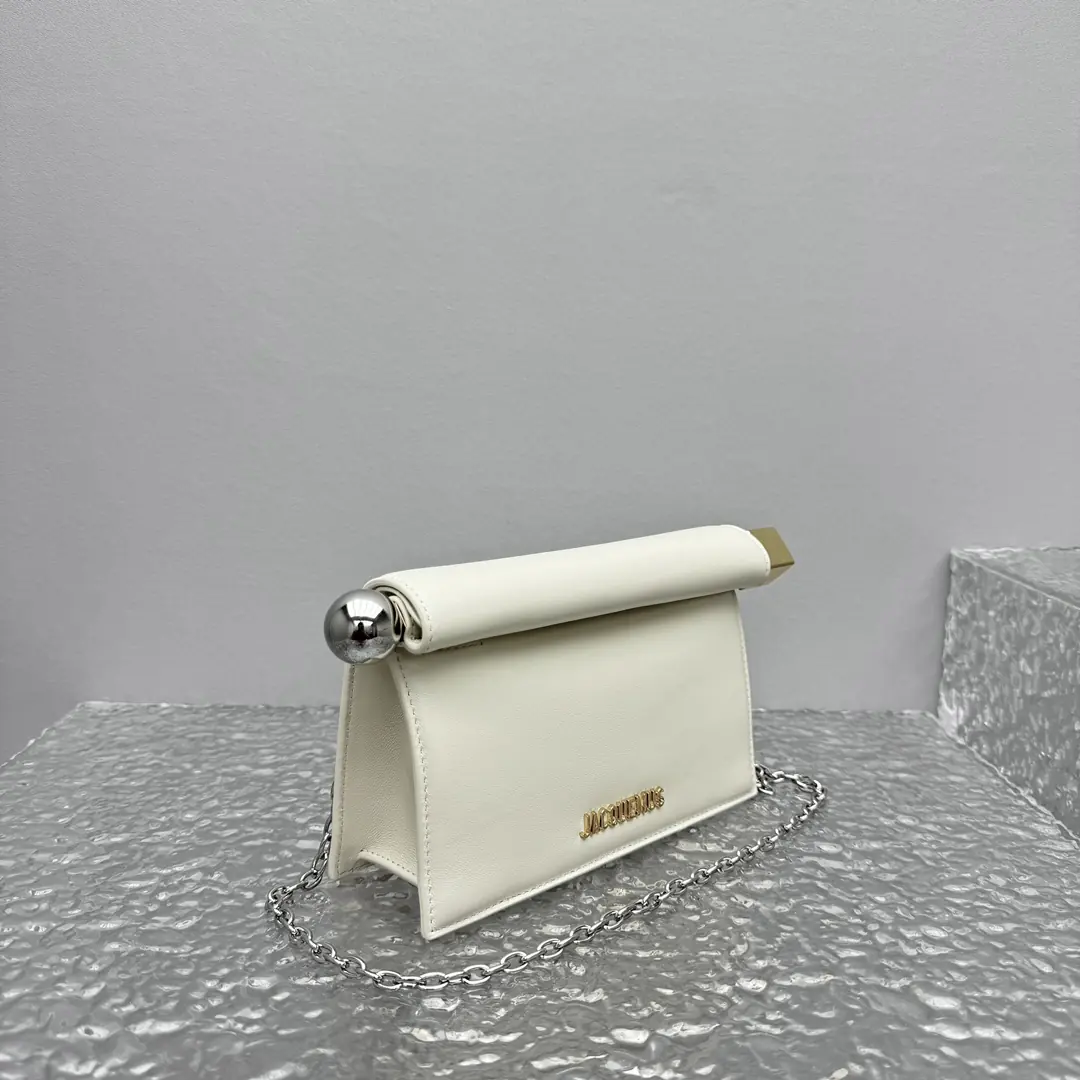 Jacquemus Style White Leather Clutch Lookbook Reference image 3