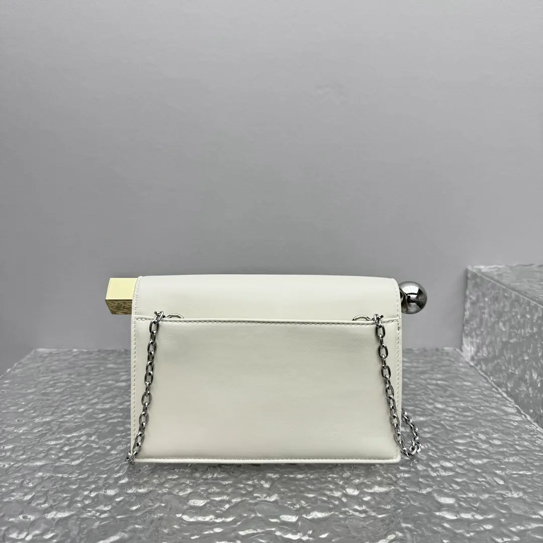 Jacquemus Style White Leather Clutch Lookbook Reference image 4