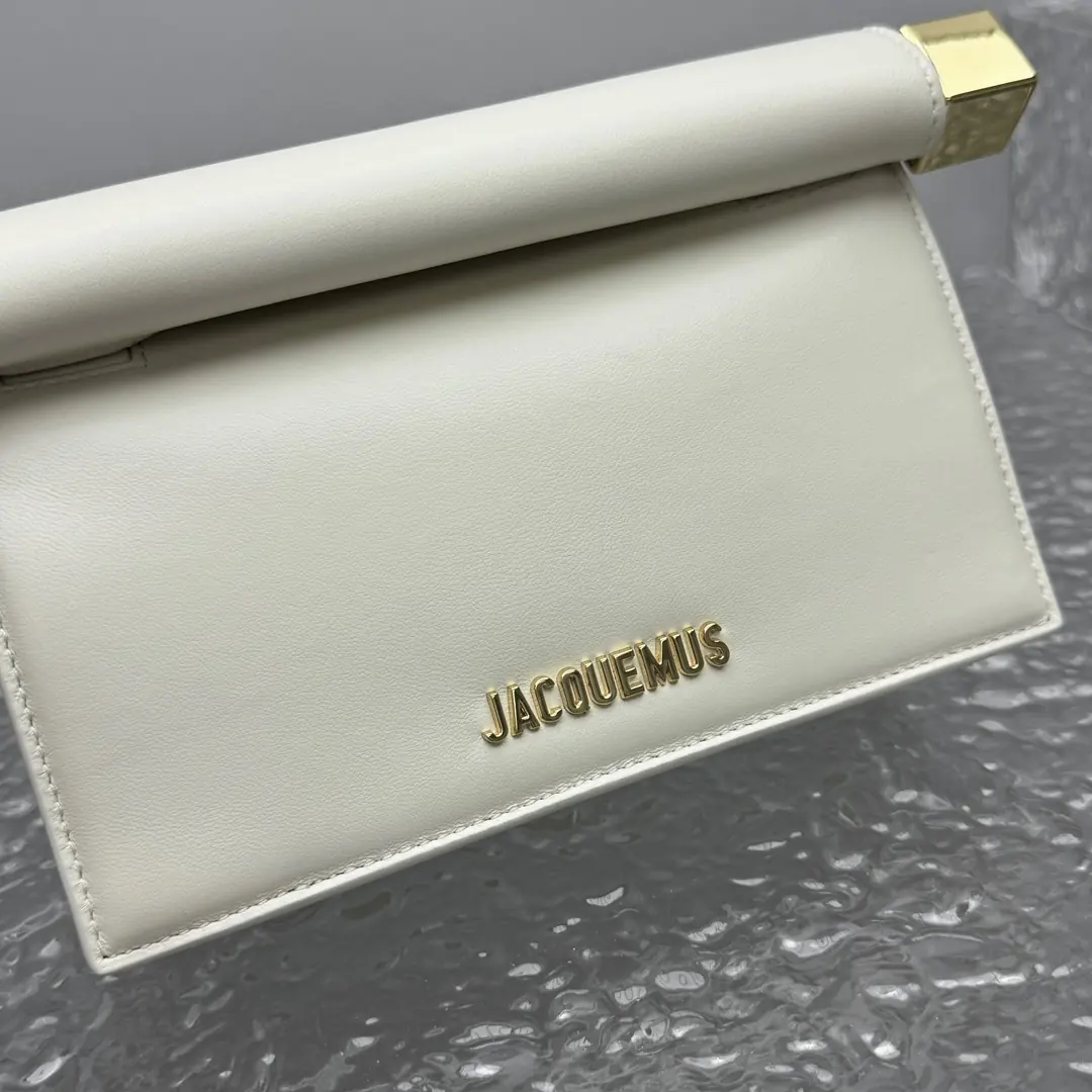 Jacquemus Style White Leather Clutch Lookbook Reference image 6