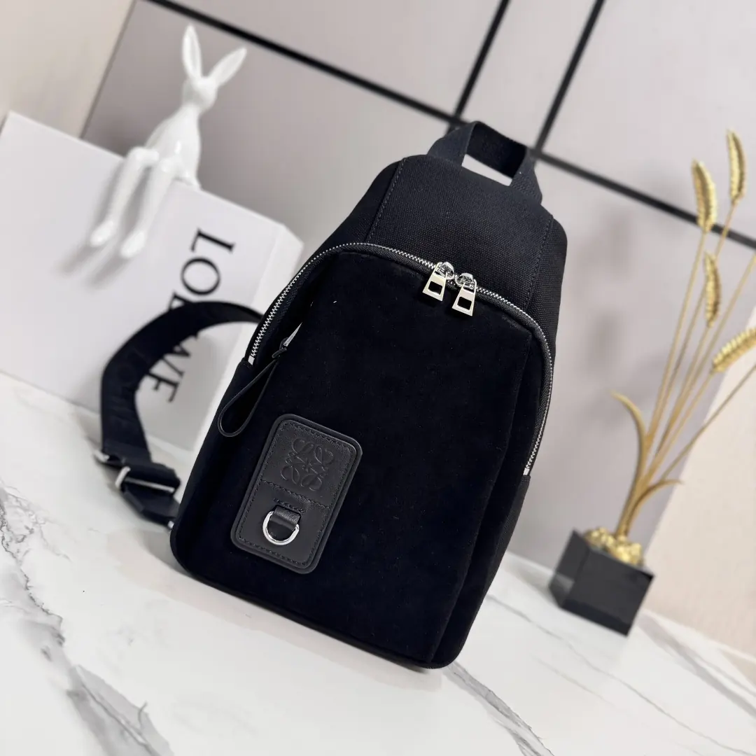 Loewe Style Black Canvas Top Handle Bag Lookbook Reference image 1