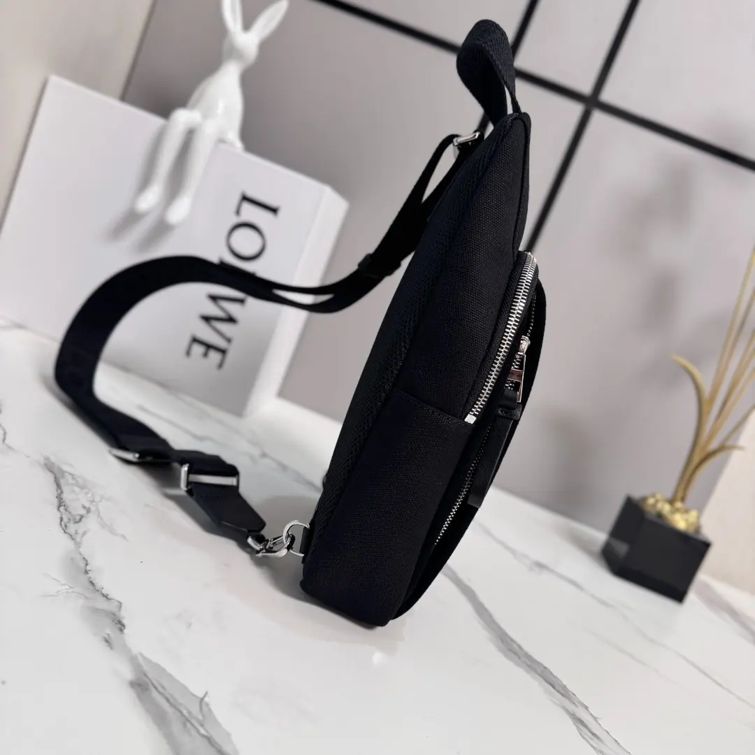 Loewe Style Black Canvas Top Handle Bag Lookbook Reference image 2