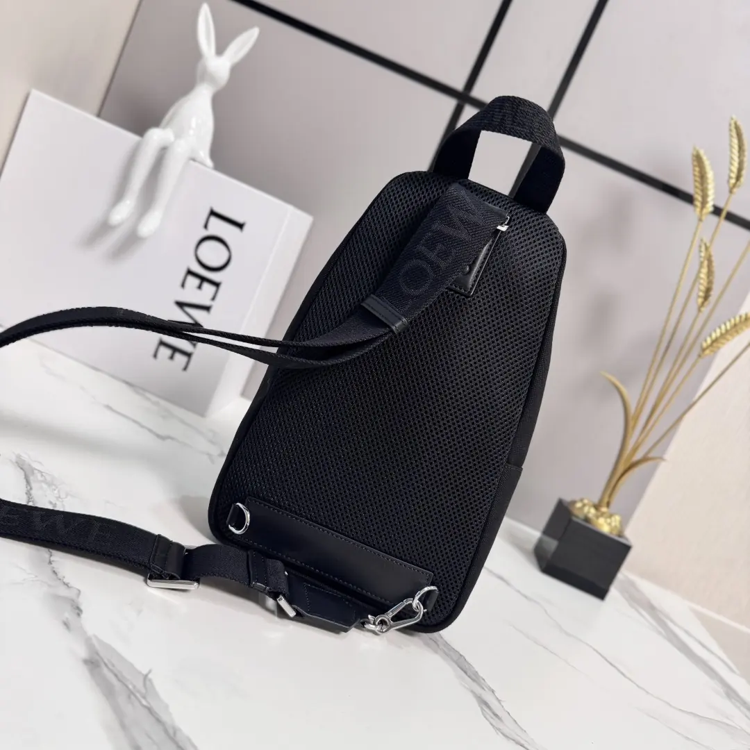 Loewe Style Black Canvas Top Handle Bag Lookbook Reference image 3