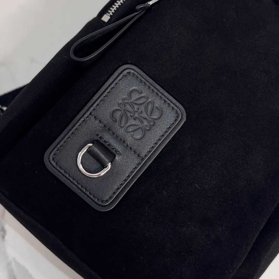 Loewe Style Black Canvas Top Handle Bag Lookbook Reference image 5