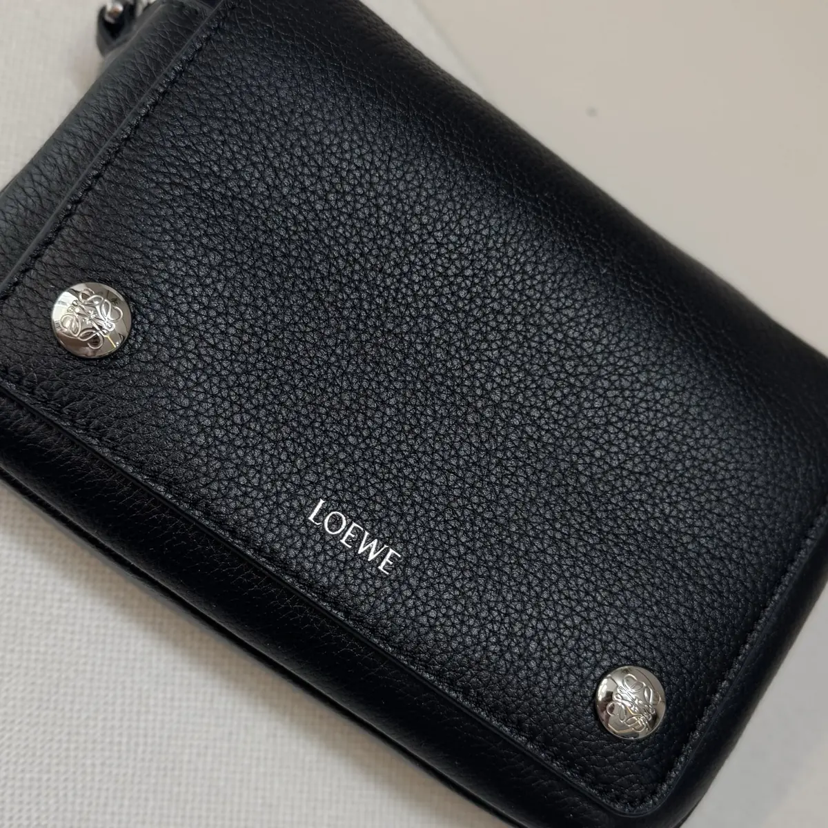 Loewe Style Black Leather Messenger Bag Lookbook Reference image 6