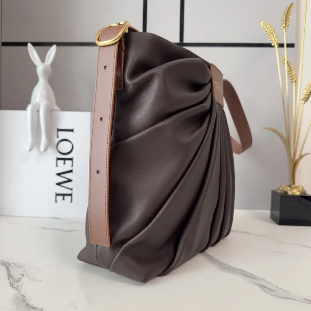 Loewe Style Brown Leather Shoulder Bag Lookbook Reference image 2