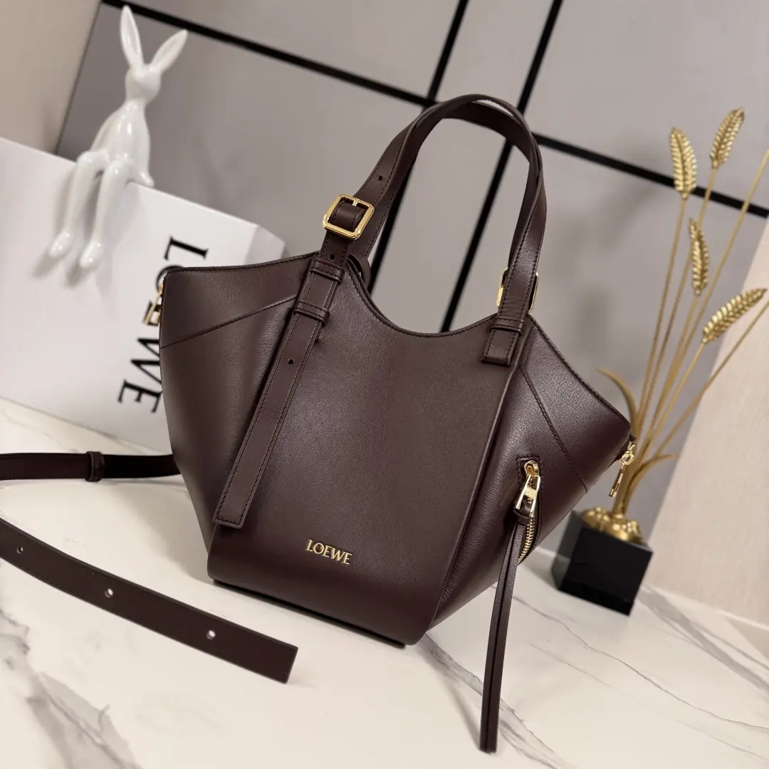 Loewe Style Brown Leather Shoulder Bag Lookbook Reference image 1