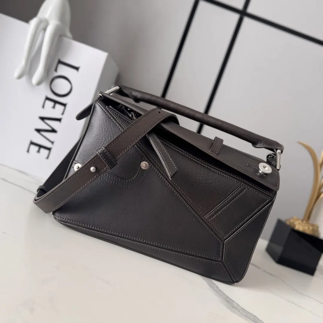 Loewe Style Brown Leather Top Handle Bag Lookbook Reference image 1