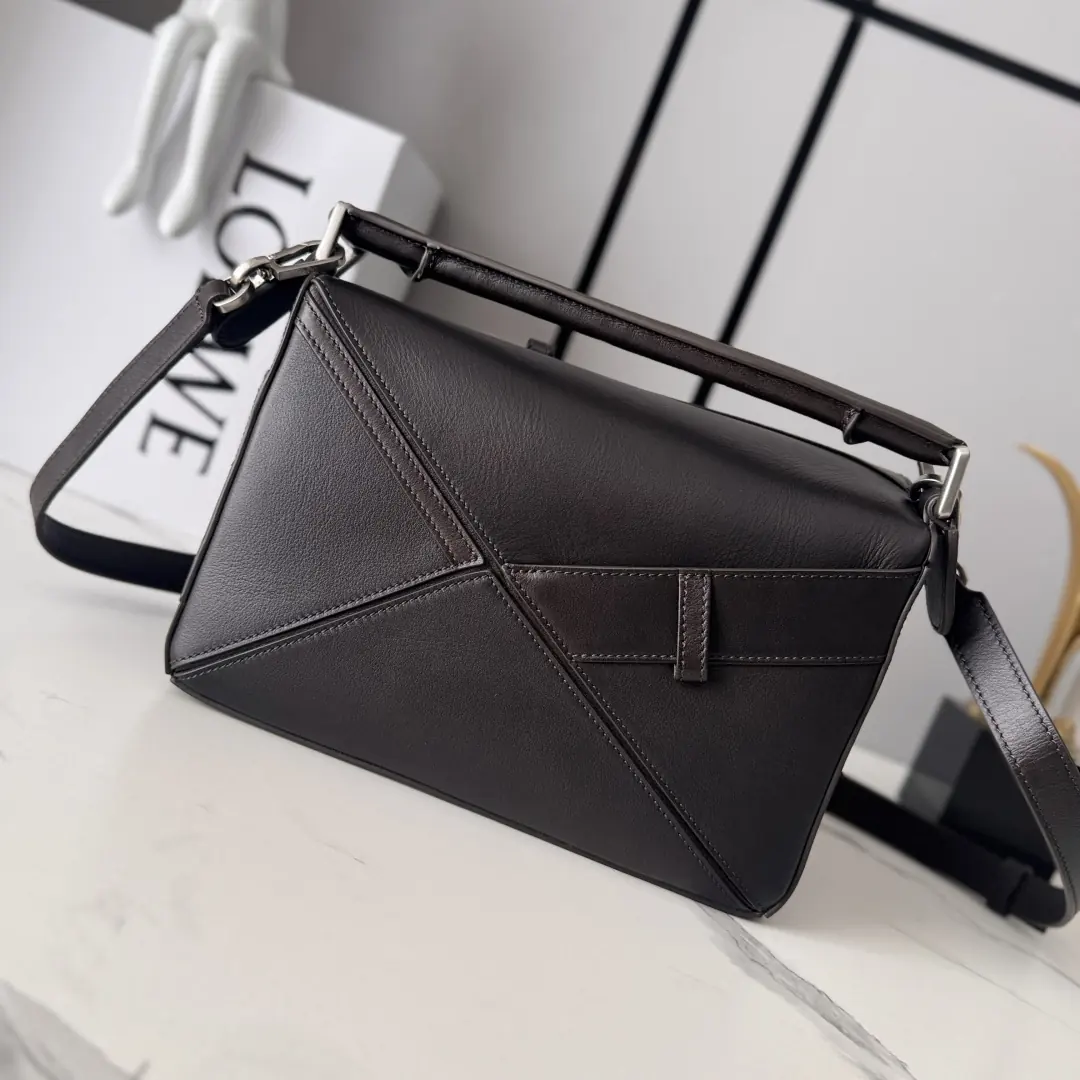 Loewe Style Brown Leather Top Handle Bag Lookbook Reference image 3
