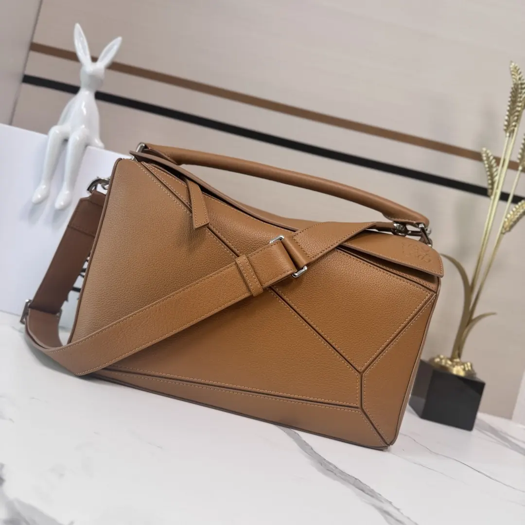 Loewe Style Brown Leather Top Handle Bag Lookbook Reference image 1