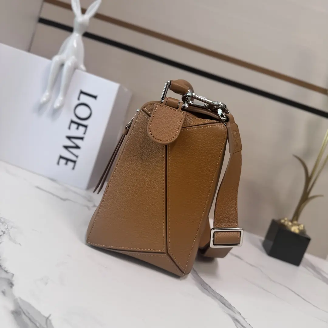 Loewe Style Brown Leather Top Handle Bag Lookbook Reference image 2