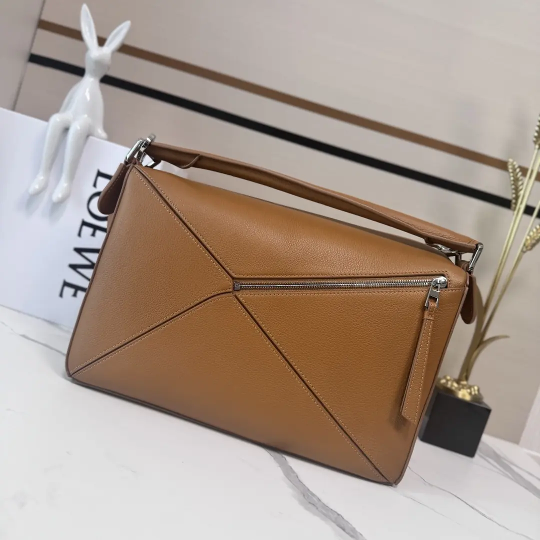 Loewe Style Brown Leather Top Handle Bag Lookbook Reference image 3