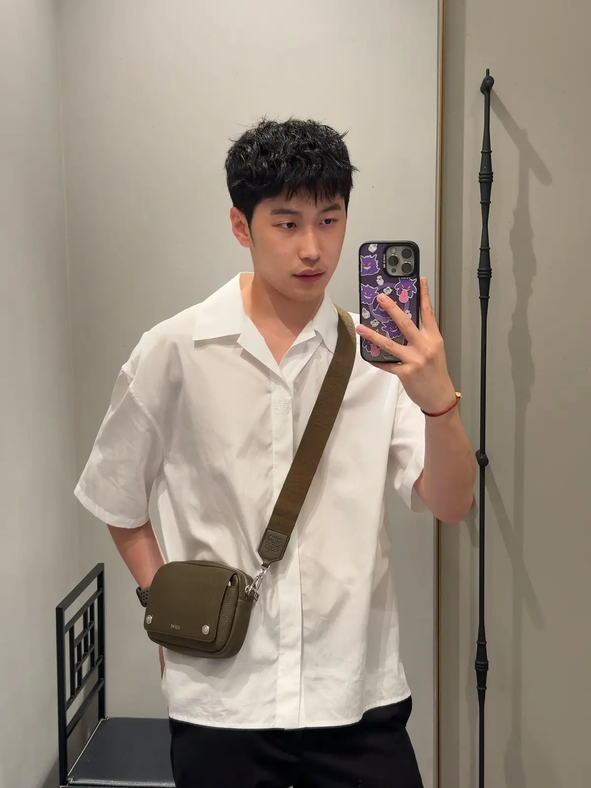 Loewe Style Green Leather Messenger Bag Lookbook Reference image 1