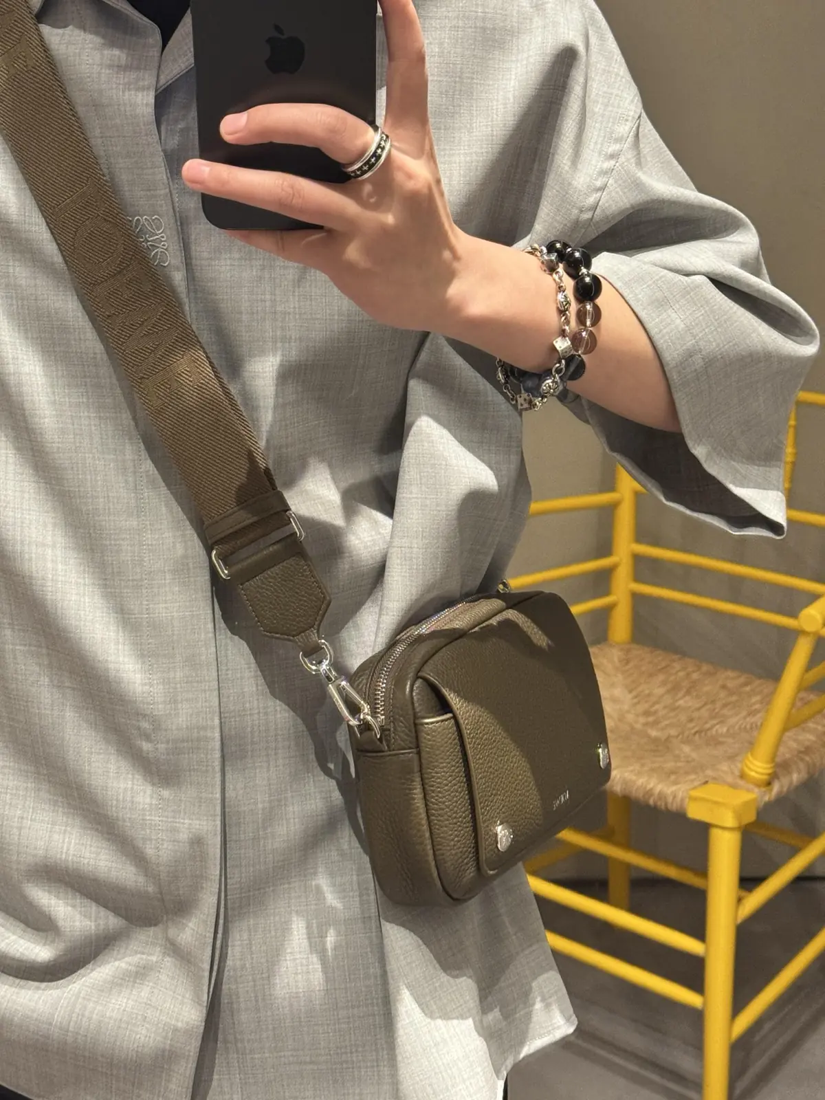 Loewe Style Green Leather Messenger Bag Lookbook Reference image 2