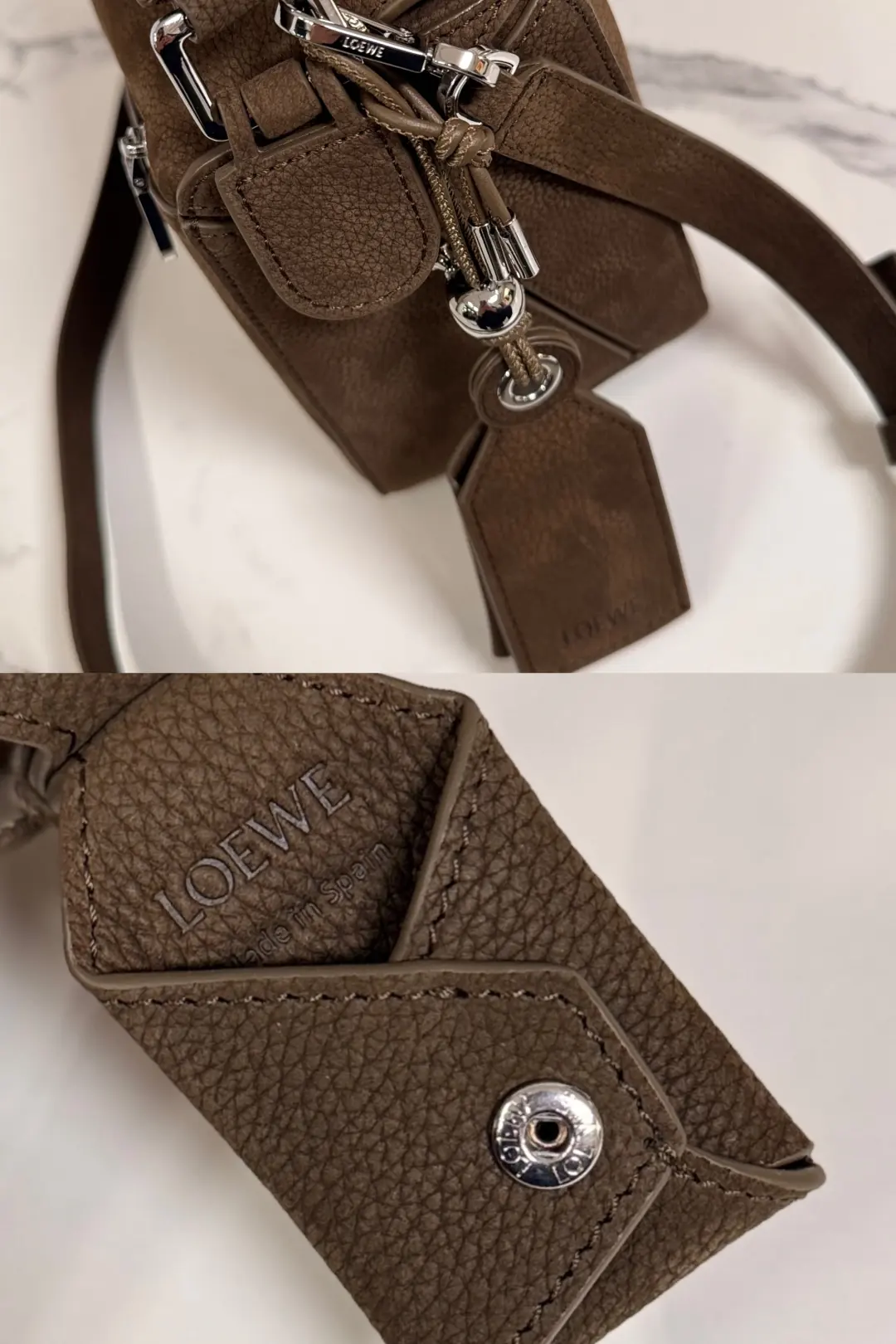 Loewe Style Green Leather Shoulder Bag Lookbook Reference image 6