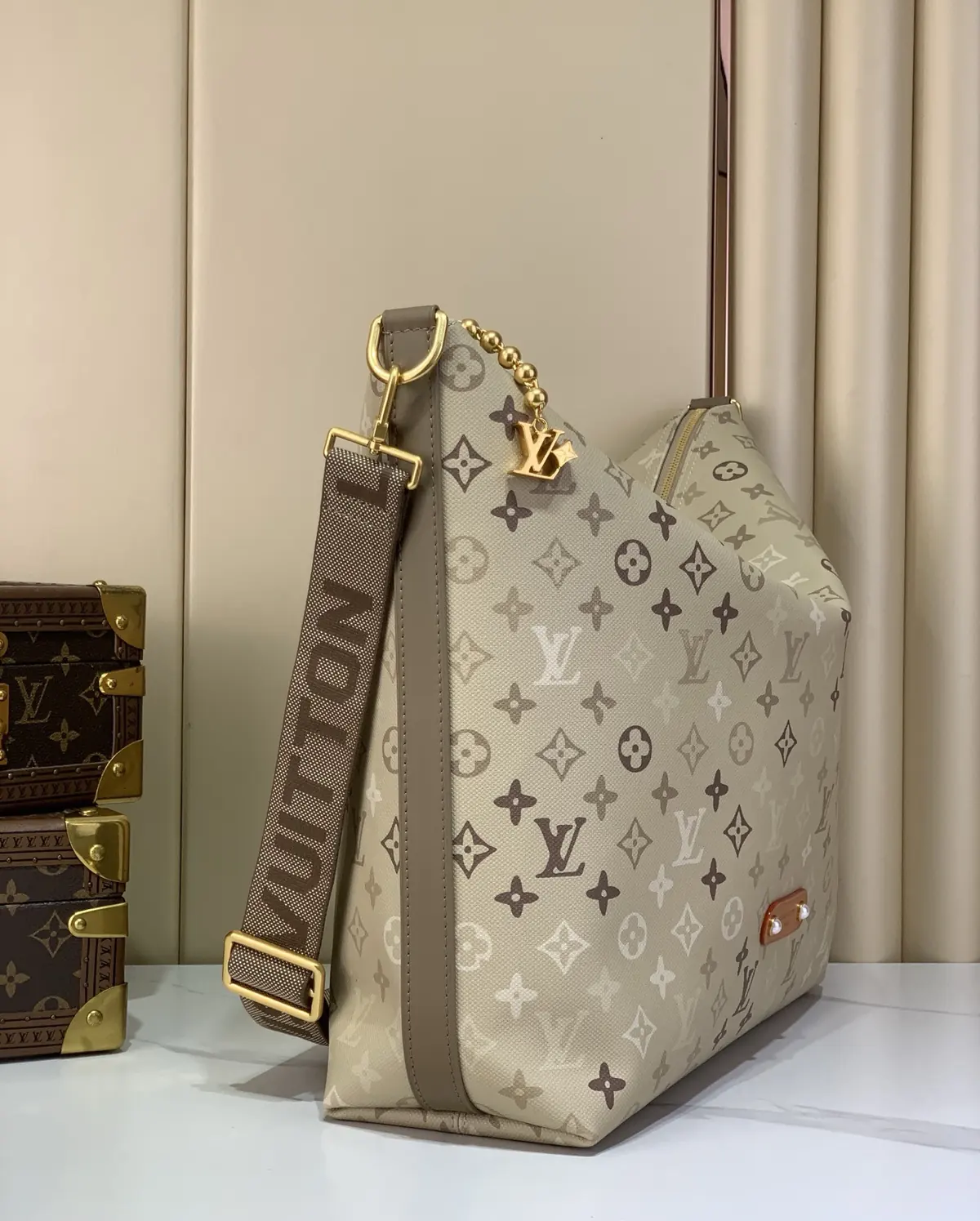 LV Style Beige Canvas Hobo Bag Lookbook Reference image 2