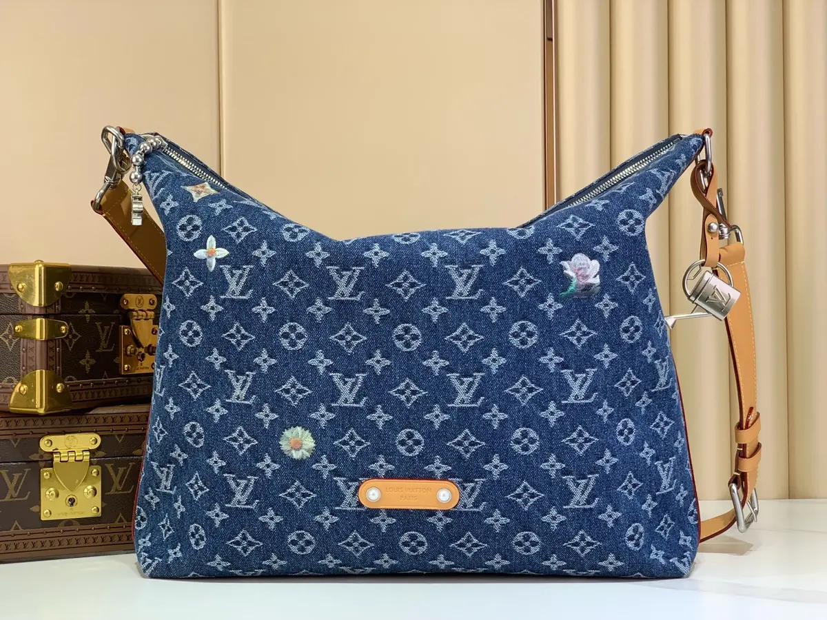 LV Style Beige Denim Hobo Bag style reference detail image 1 from source 787731