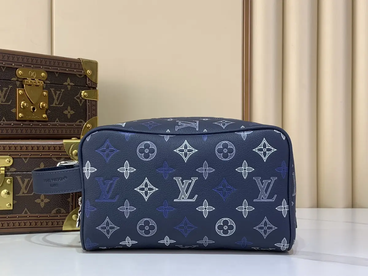 LV Style Beige Leather Toiletry Bag Lookbook Reference image 1