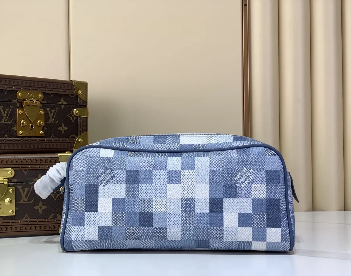 LV Style Beige Leather Toiletry Bag Lookbook Reference image 1